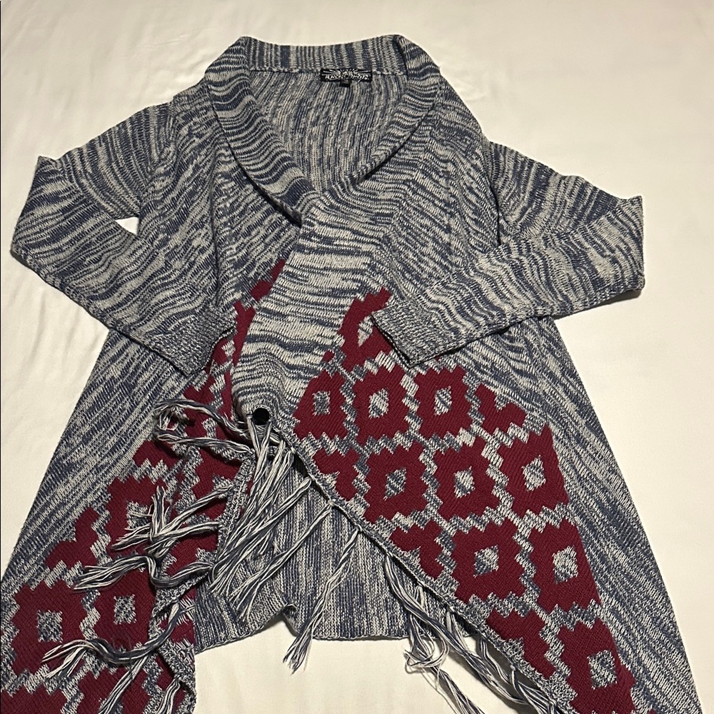 Almost Famous Blue and Red Patterned Sweater
